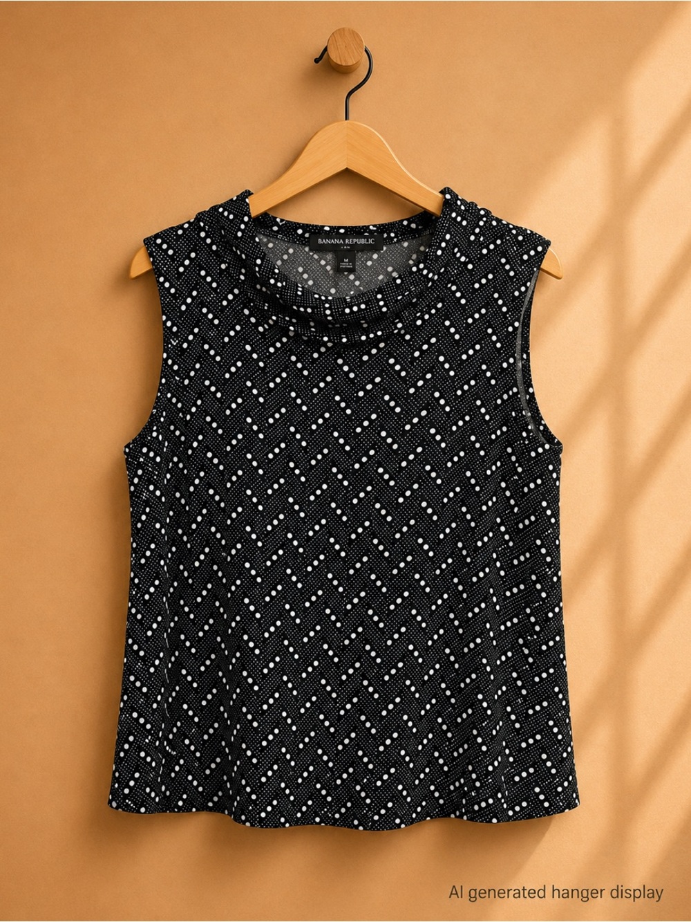 Banana Republic Factory Black and White Dot Pattern Crewneck Shell
